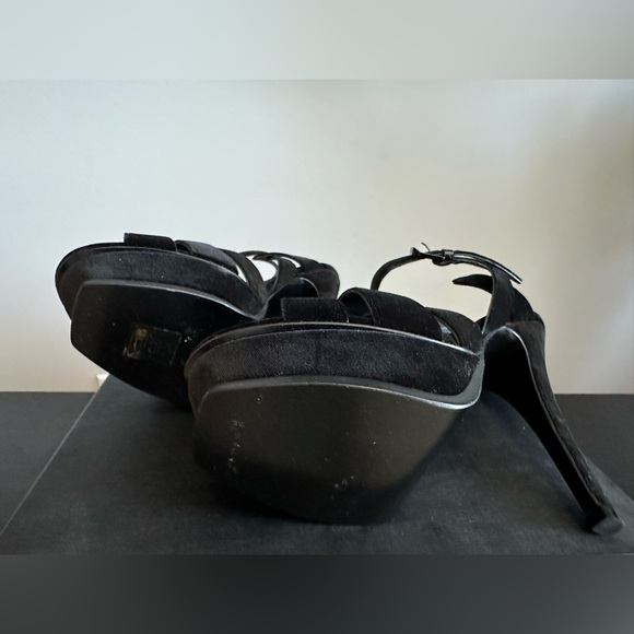 Saint Laurent Tribute Velvet Platform Sandals – Black  – New With Tags - Picture 3 of 9